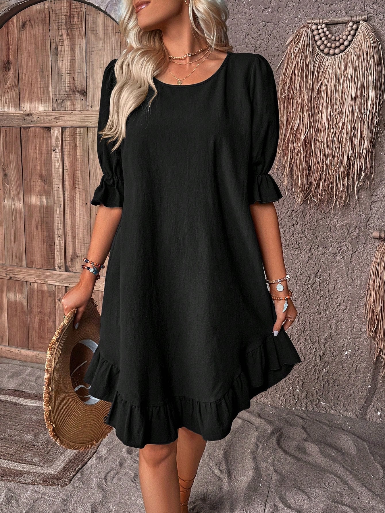 Women's Summer Dress with Tummy Coverage and Lightweight Fabric