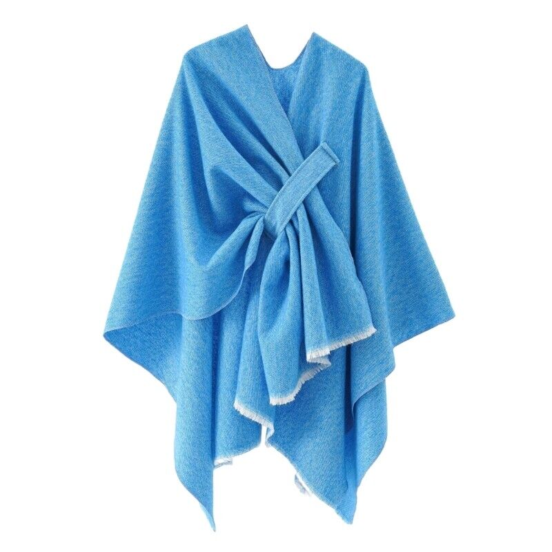 Street-wave Cashmere Poncho With Band Detail Retro Chic Winter Wrap For Style Conscious Adults