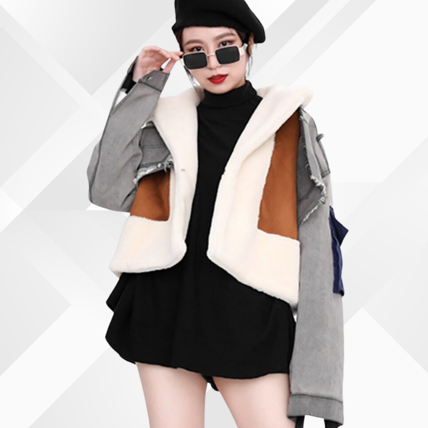 Street Wave Patchwork Jacket For Women Breathable Skin Friendly Comfort And Eye Catching Design