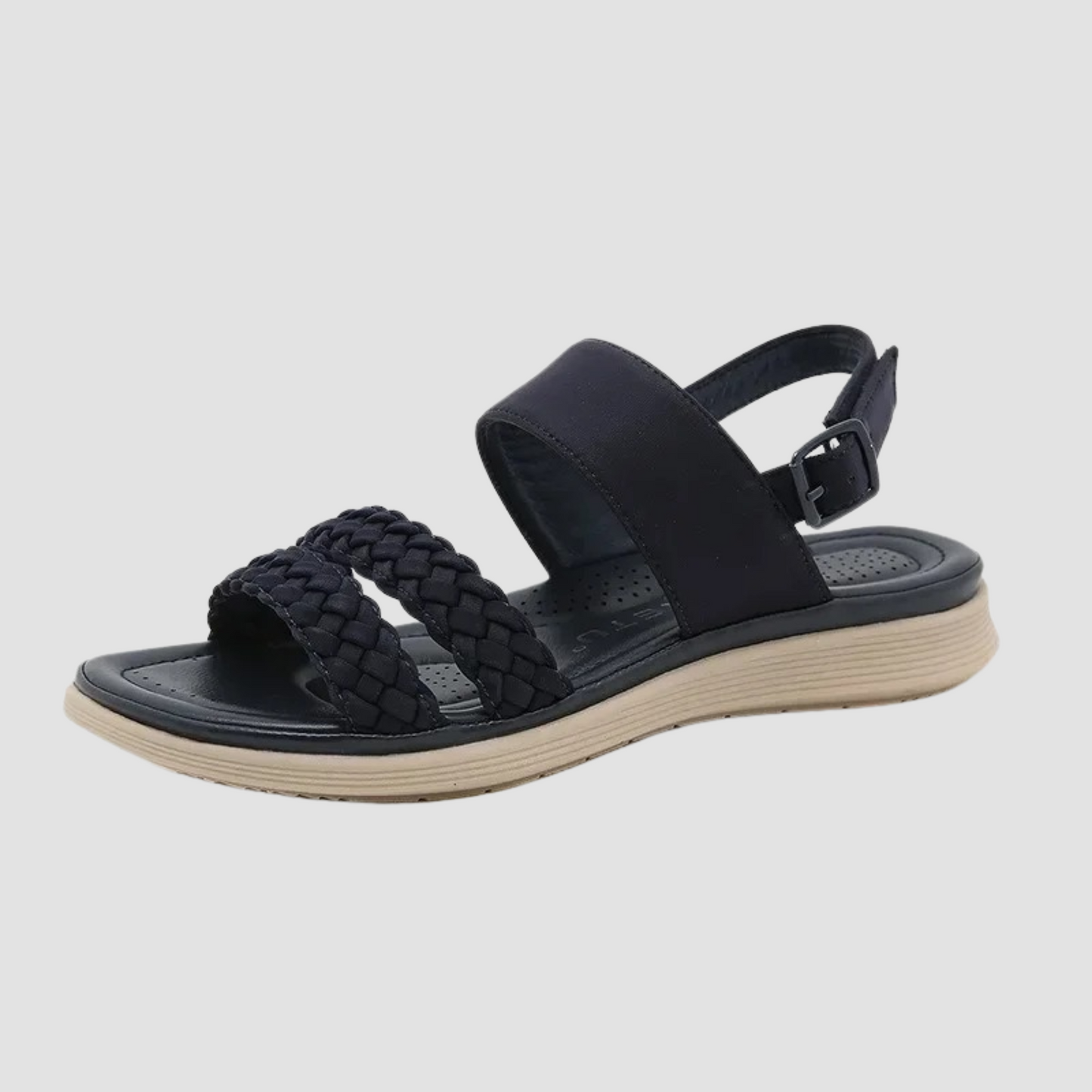 Street Wave Agnes Soft Leather Sandals For Women With Braided Front Straps And Cushioned Footbed For All Day Comfort