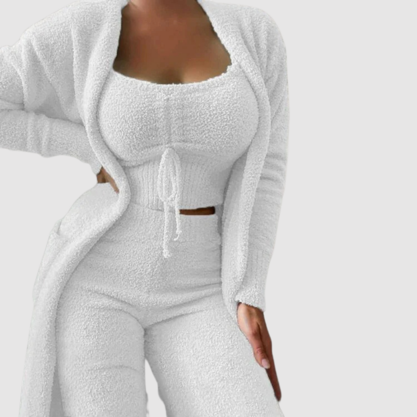Street-Wave Three Piece Pajama Set for Women Ultra Soft Fleece Warmth and Sporty Elegance