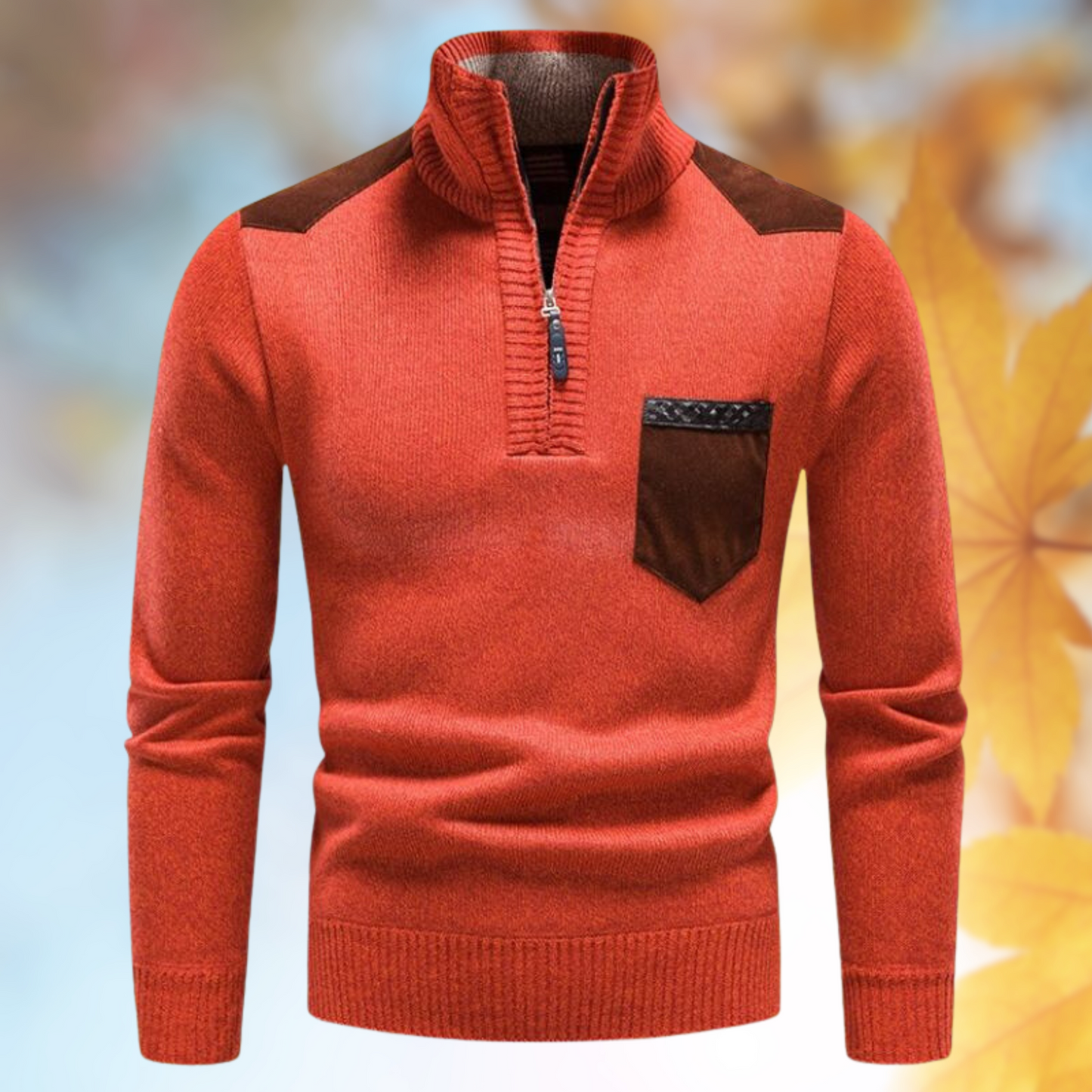 Street-Wave Preston Zippered Sweater For Men Warm Durable Form Stable Knit Chest Pocket