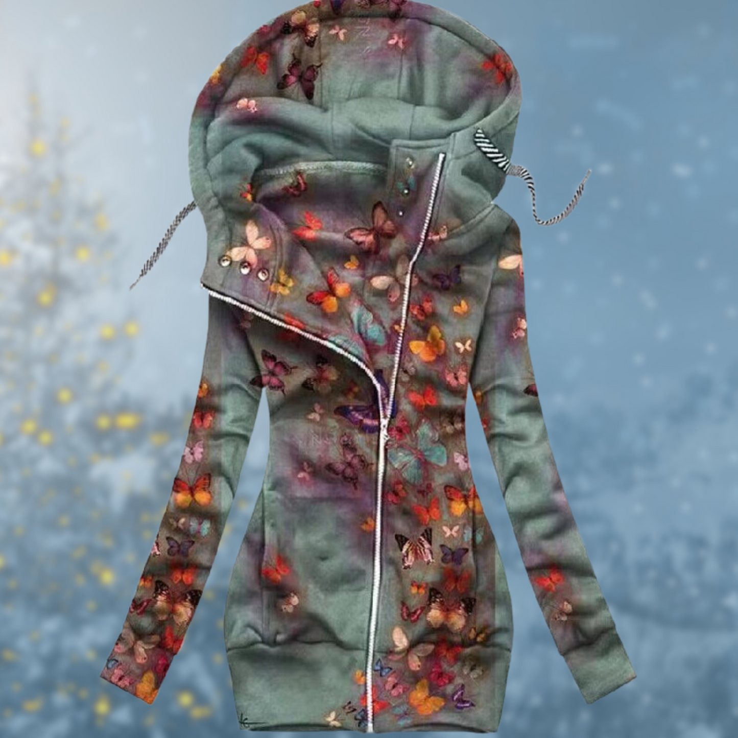 Streetwave Cecelia Waterproof Winter Pullover With Adjustable Hood For Women Hearts Pattern