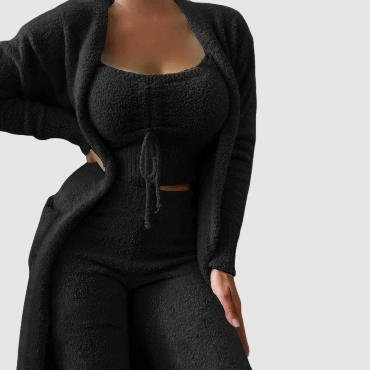 Street-Wave Three Piece Pajama Set for Women Ultra Soft Fleece Warmth and Sporty Elegance