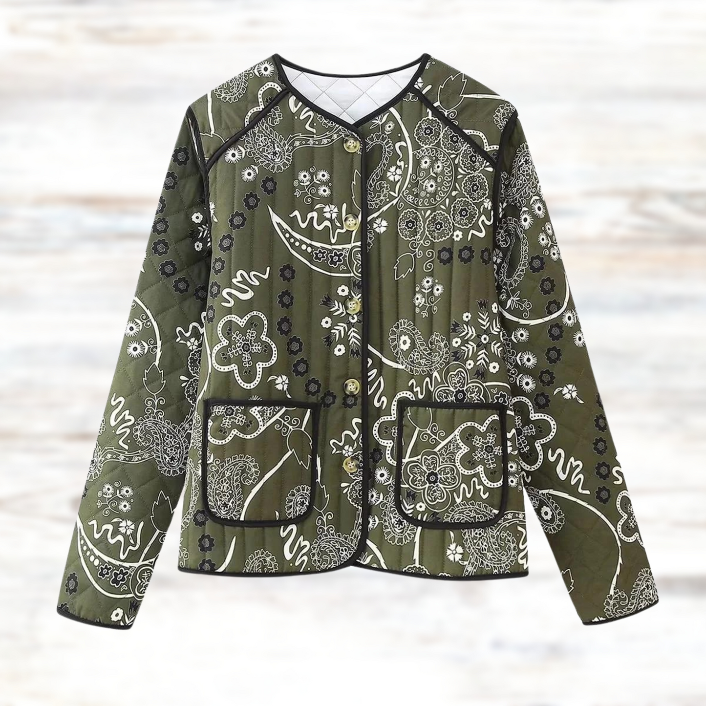 Floral Print Quilted Jacket Street Wave With Water Repellent Fabric For Outdoor Fashion Lovers