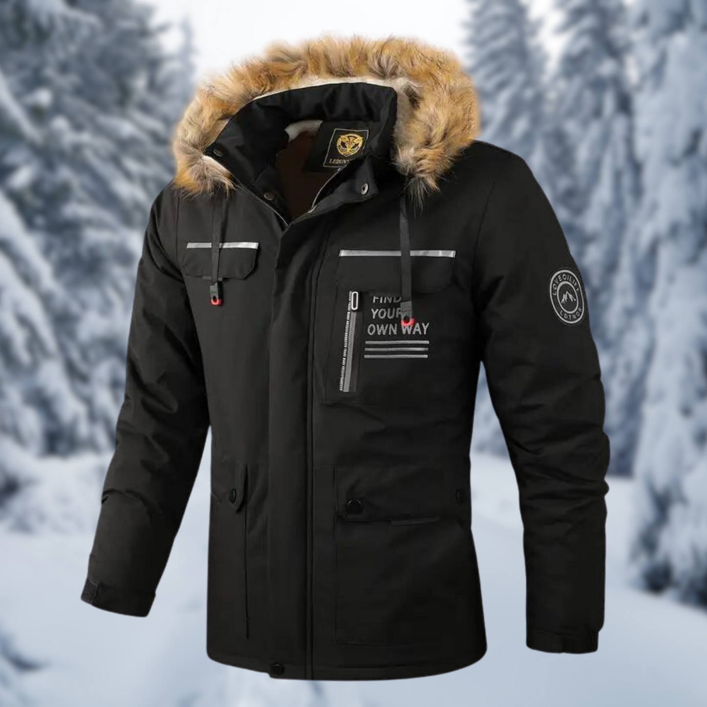 Street Wave Xavier Insulated Winter Jacket For Men With Faux Fur Hood Waterproof