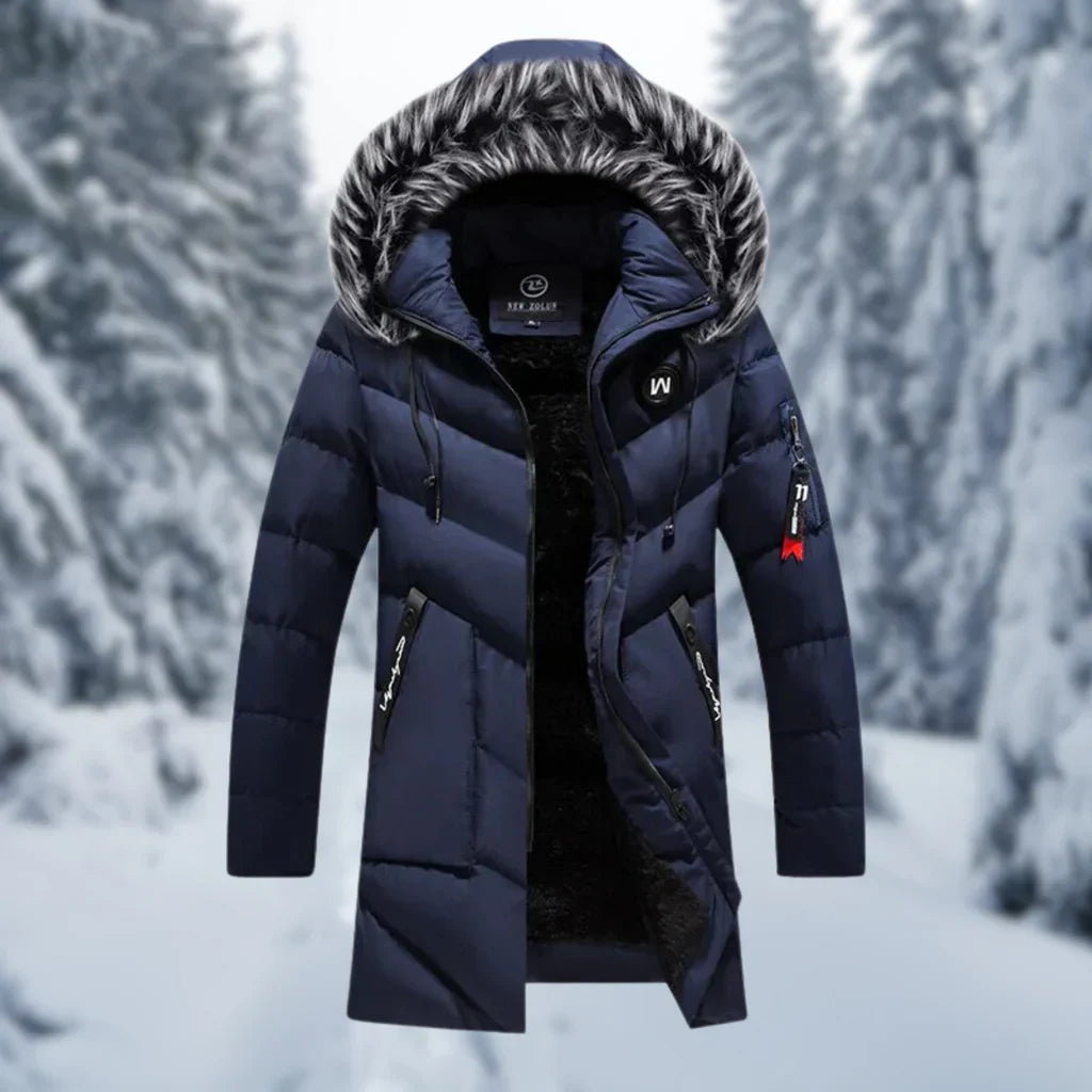 Street Wave Men's Quilted Jacket With Faux Fur Hood Oversized Fit