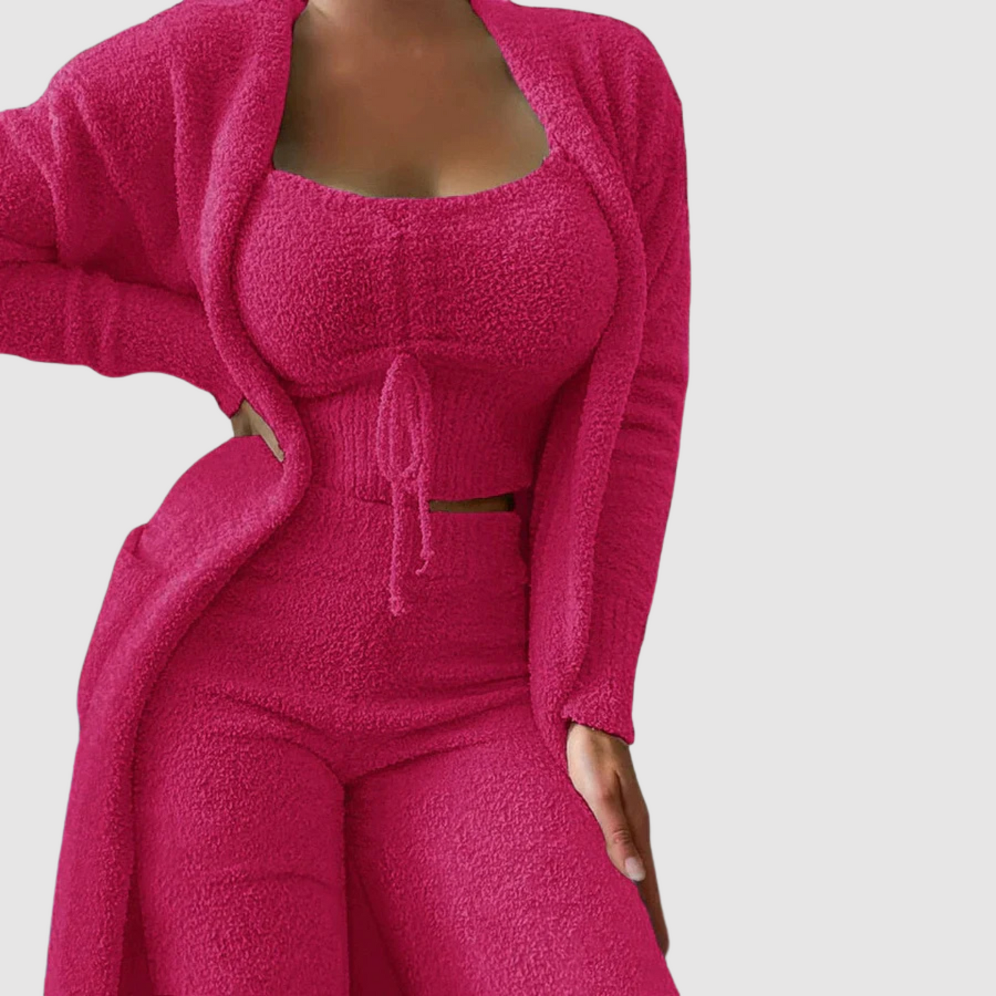 Street-Wave Three Piece Pajama Set for Women Ultra Soft Fleece Warmth and Sporty Elegance
