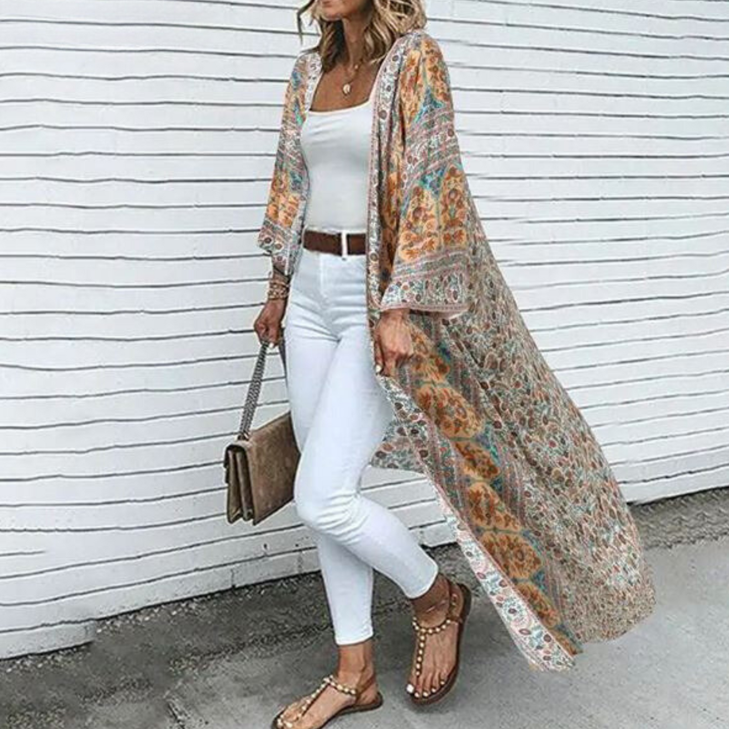 Street-Wave Bohemian Long Sleeve Open Front Cardigan For Women Lightweight Breathable Boho Chic