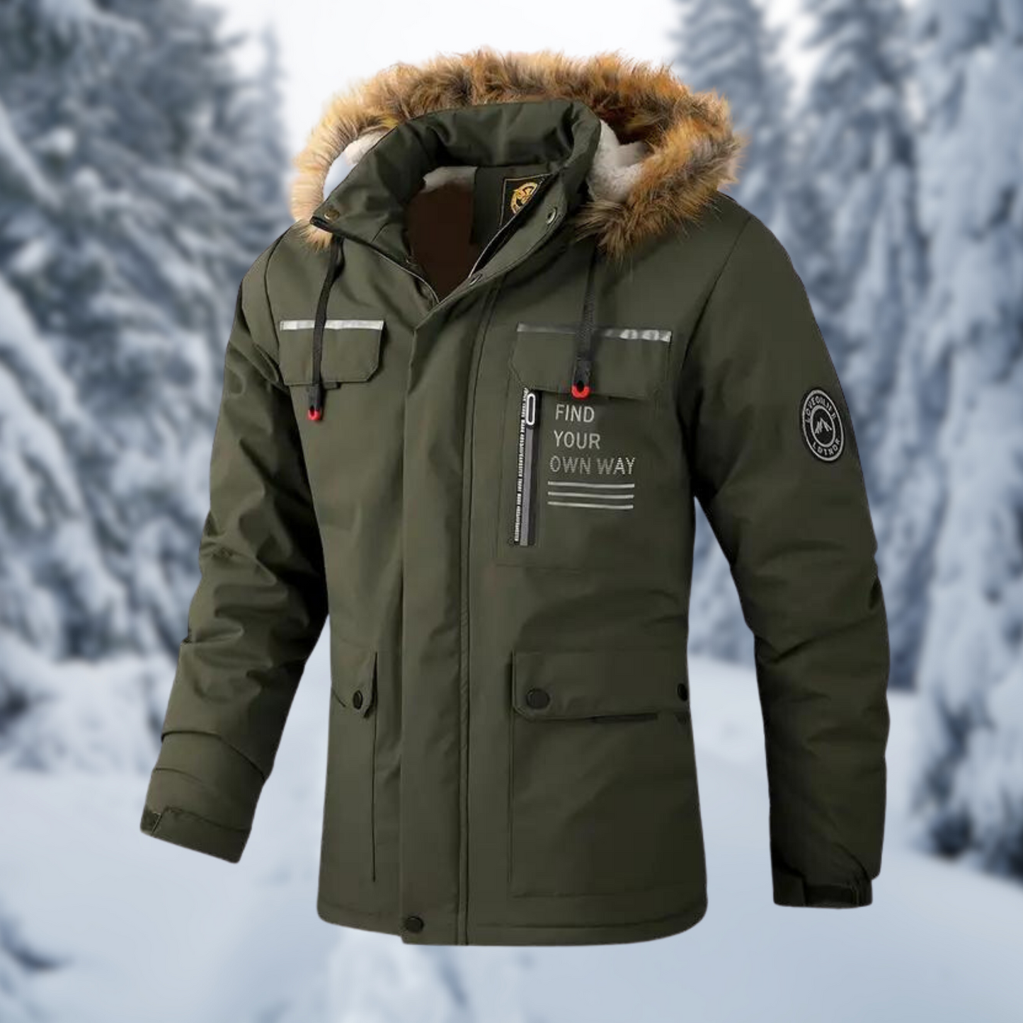 Street Wave Xavier Insulated Winter Jacket For Men With Faux Fur Hood Waterproof