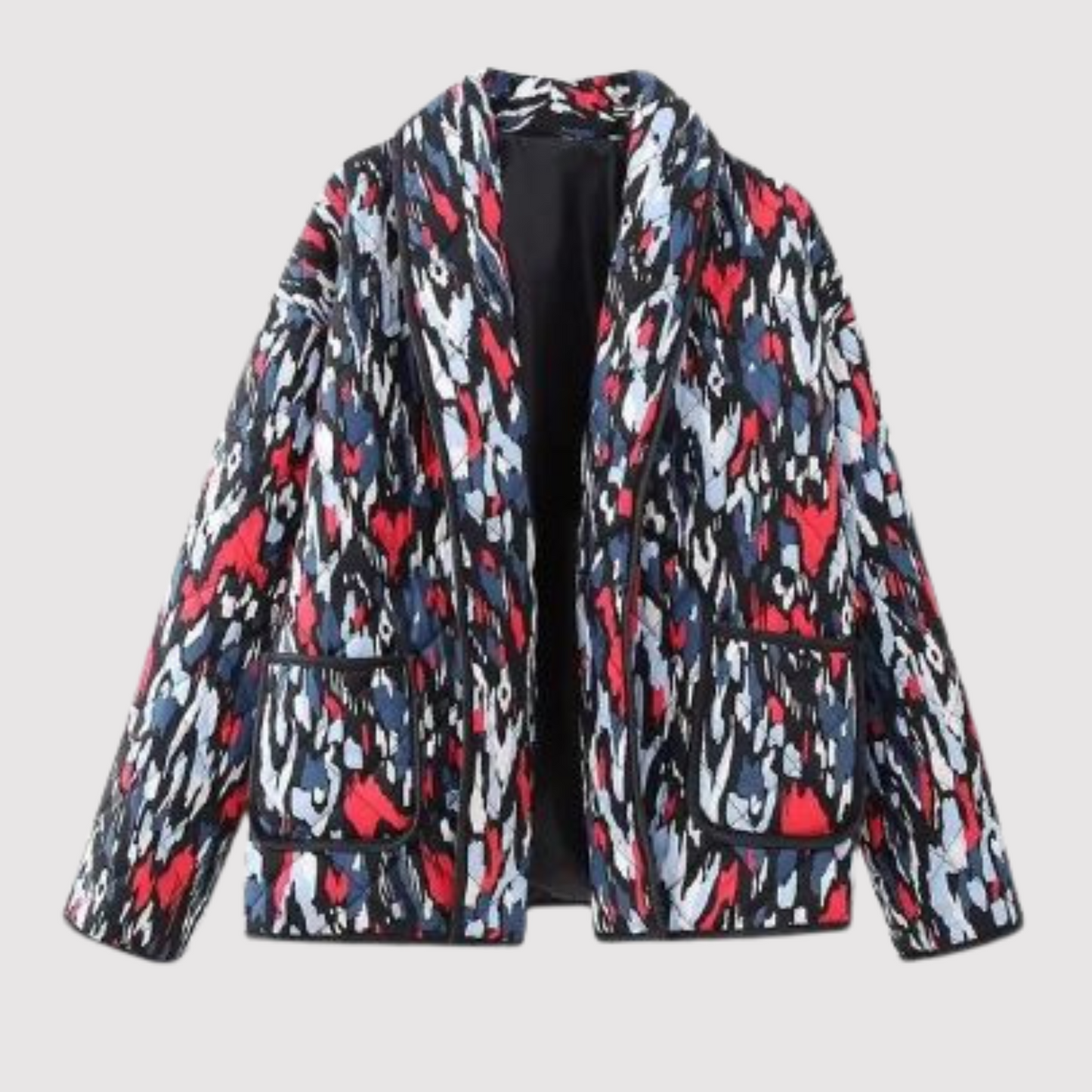 Street-wave Floral Quilted Jacket For Women With Colorful Blossom Pattern Button Front