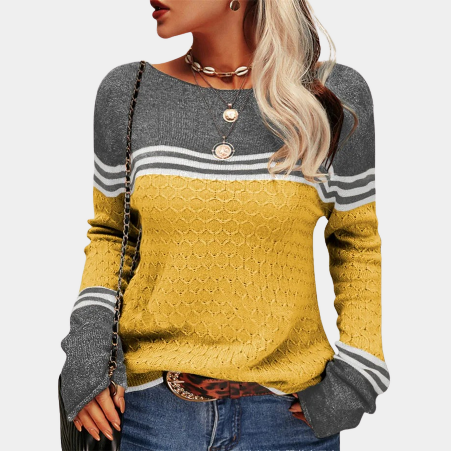 Street-wave Womens Knit Sweater Cozy Multicolor Pullover For Stylish Winter Wardrobe