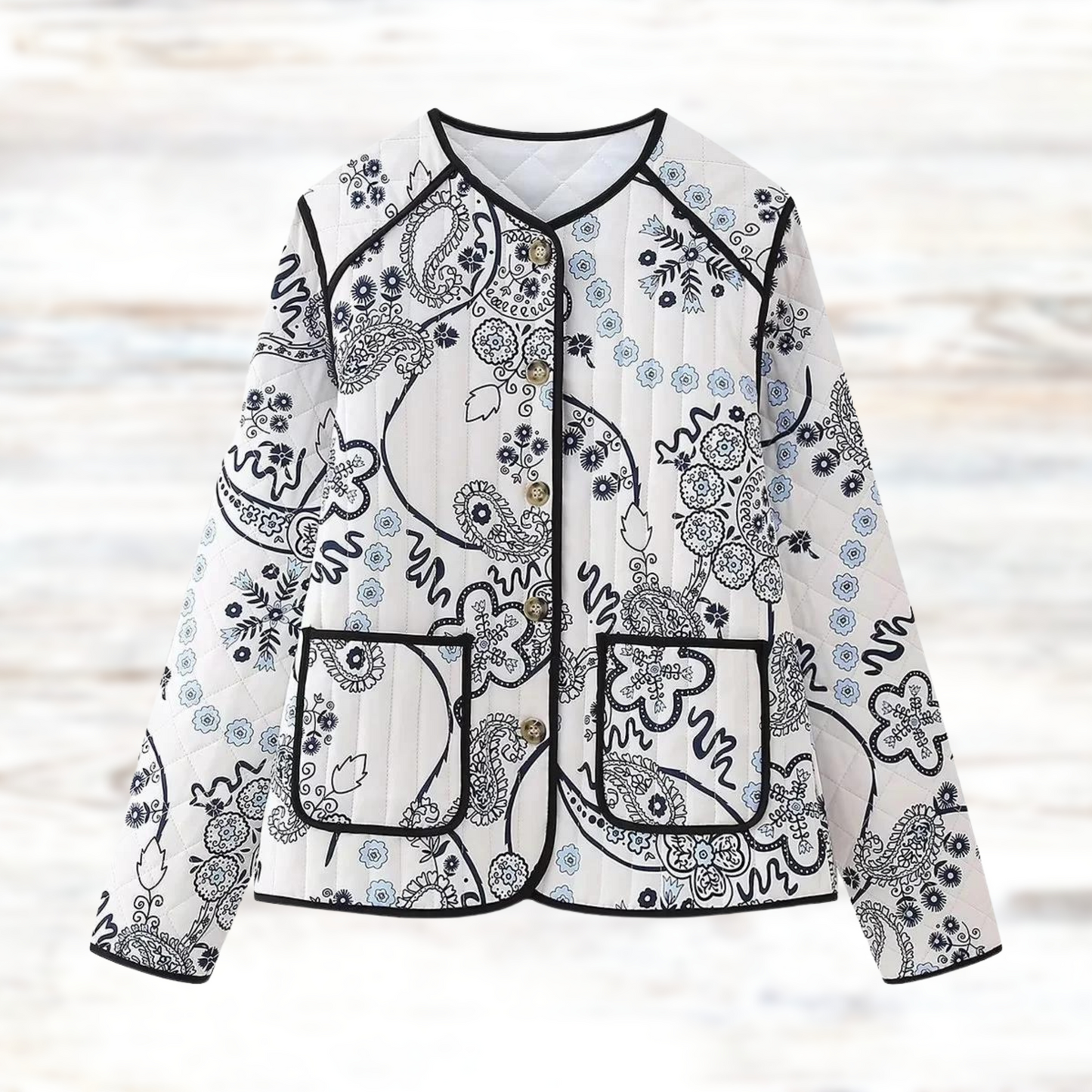 Floral Print Quilted Jacket Street Wave With Water Repellent Fabric For Outdoor Fashion Lovers