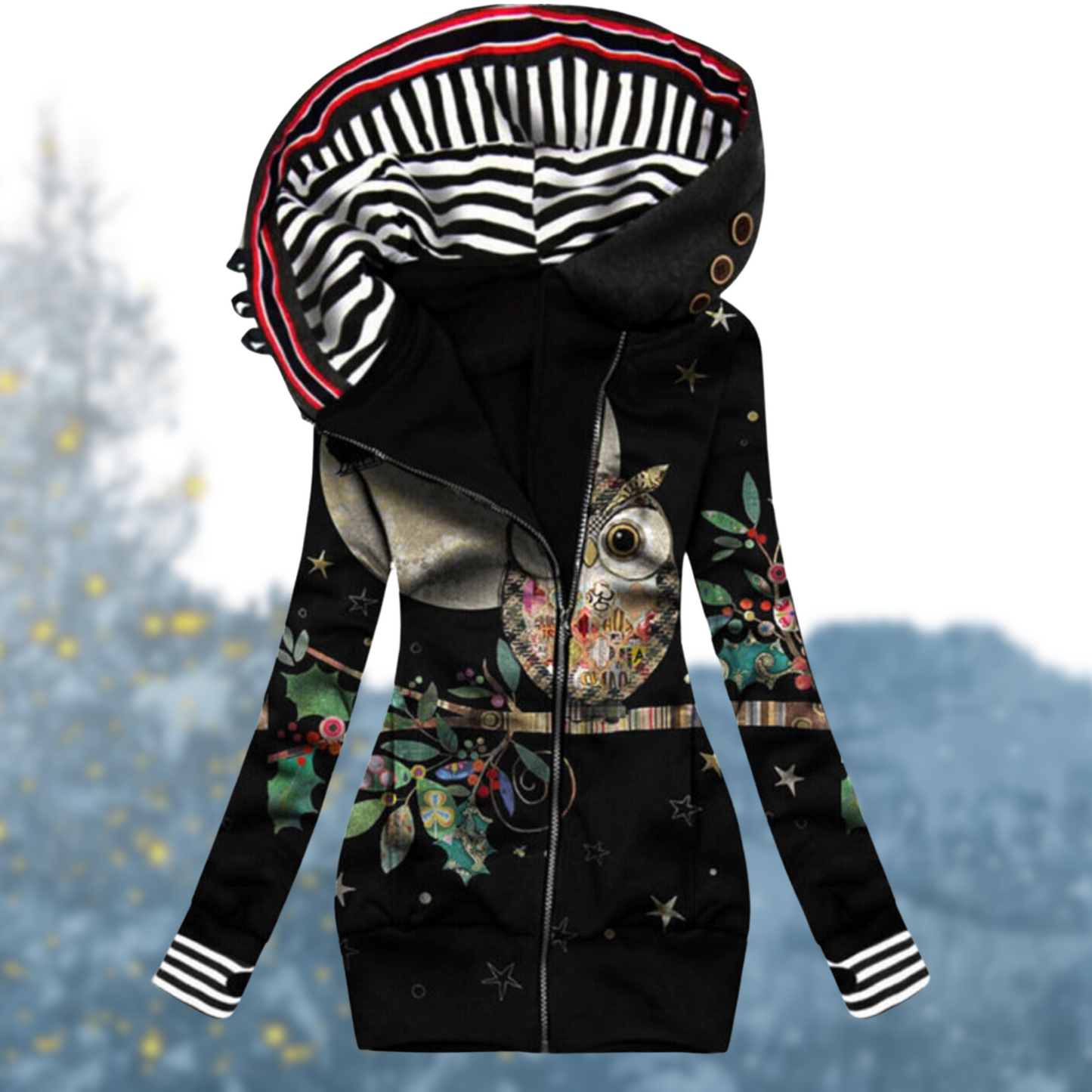 Streetwave Cecelia Waterproof Winter Pullover With Adjustable Hood For Women Hearts Pattern