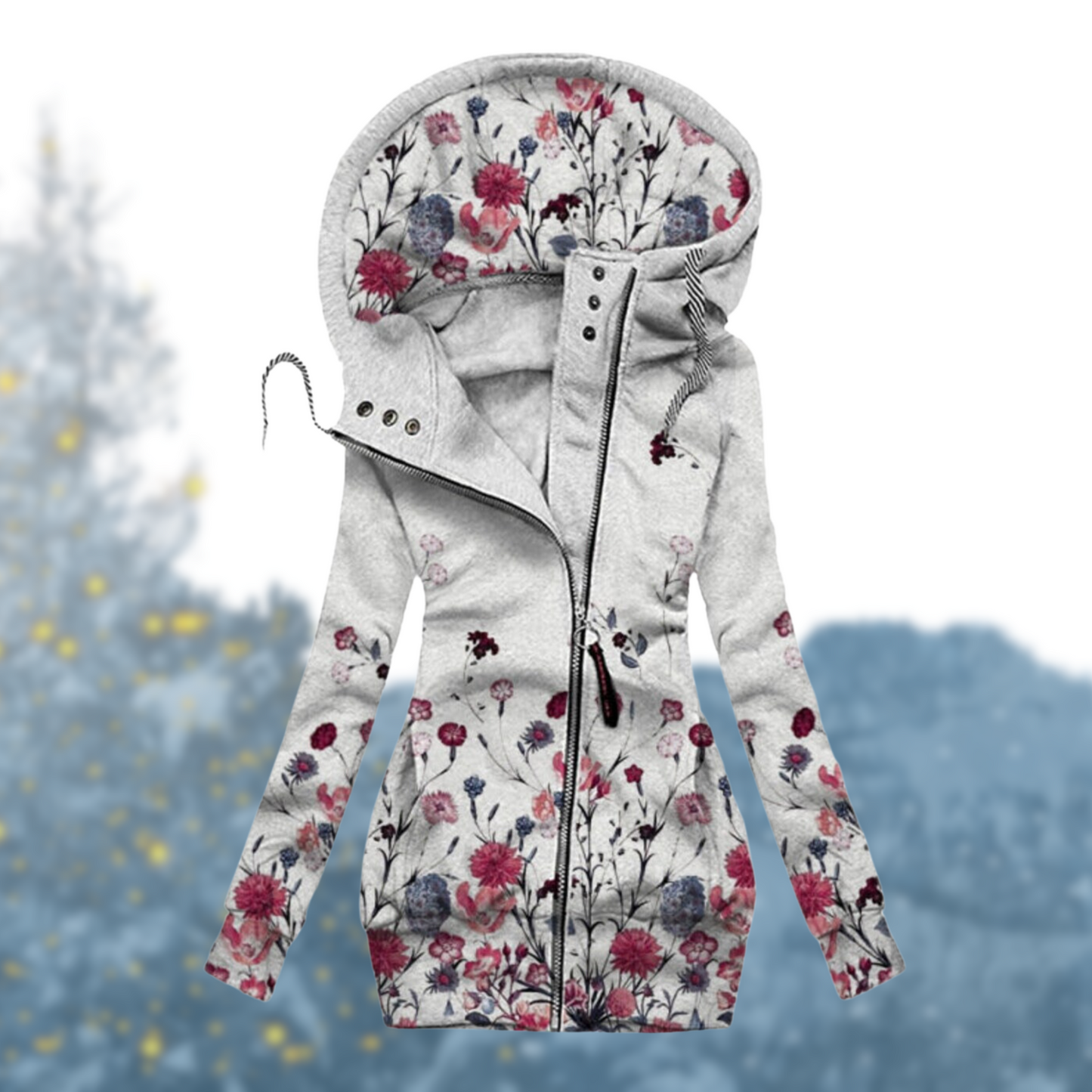 Streetwave Cecelia Waterproof Winter Pullover With Adjustable Hood For Women Hearts Pattern