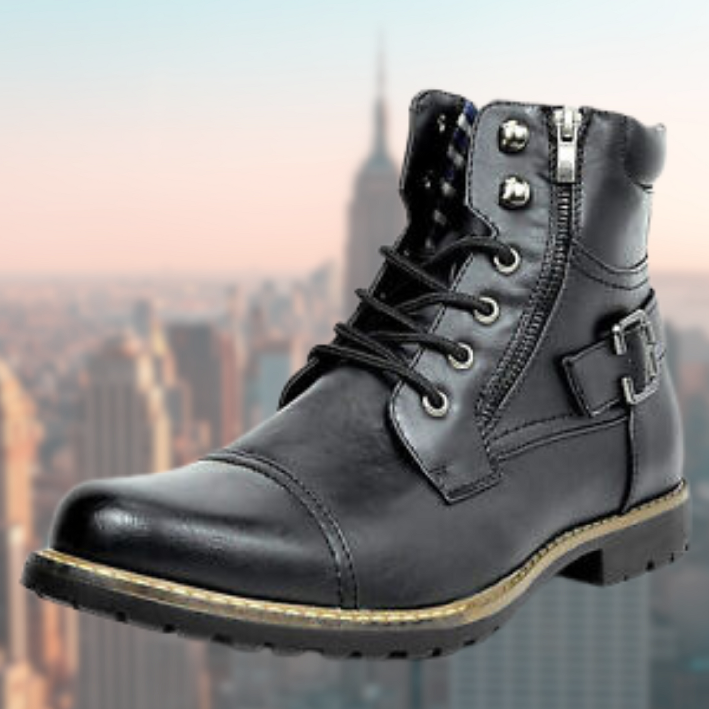 Street-wave Leather Motorcycle Boots For Men Durable Leather Stylish City Wear All Day Comfort