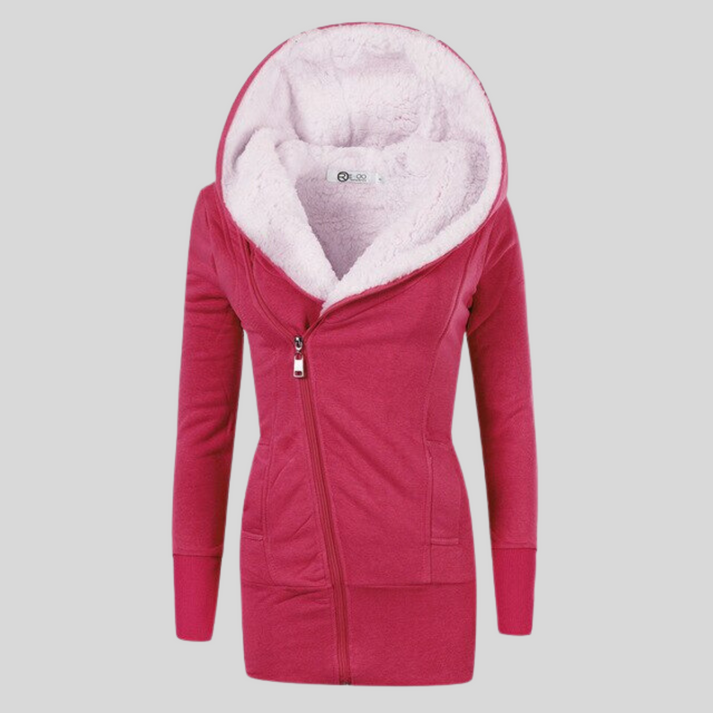 Street Wave Winter Hoodie With Diagonal Zipper For Unisex Cozy Shearling Lined Jacket