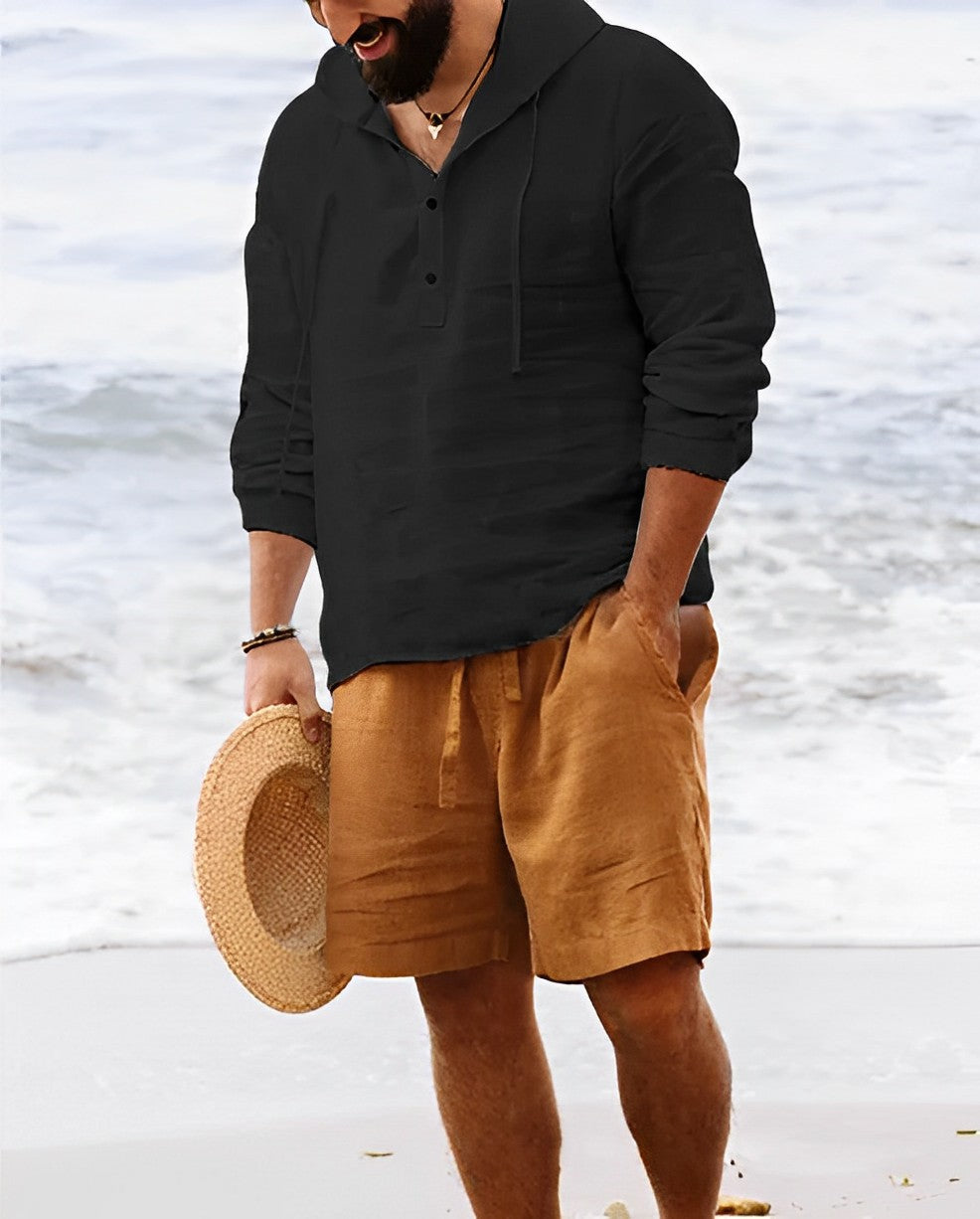 Streetwave Linen Henley Long Sleeve Shirt For Men Breathable Comfort Versatile Everyday Essential