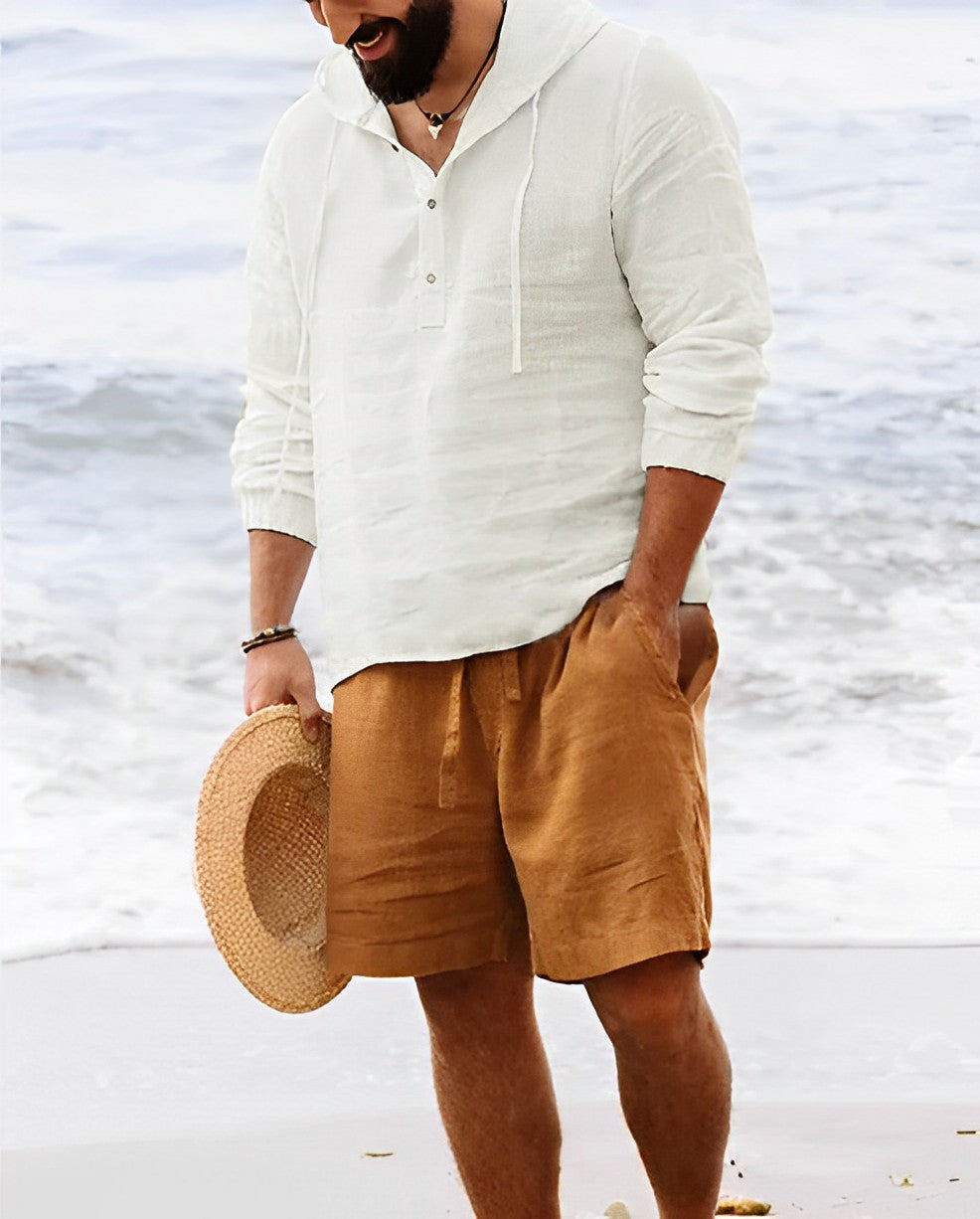 Streetwave Linen Henley Long Sleeve Shirt For Men Breathable Comfort Versatile Everyday Essential