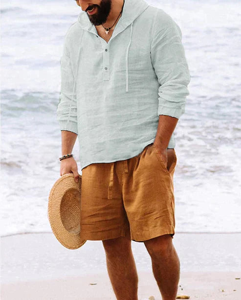 Streetwave Linen Henley Long Sleeve Shirt For Men Breathable Comfort Versatile Everyday Essential