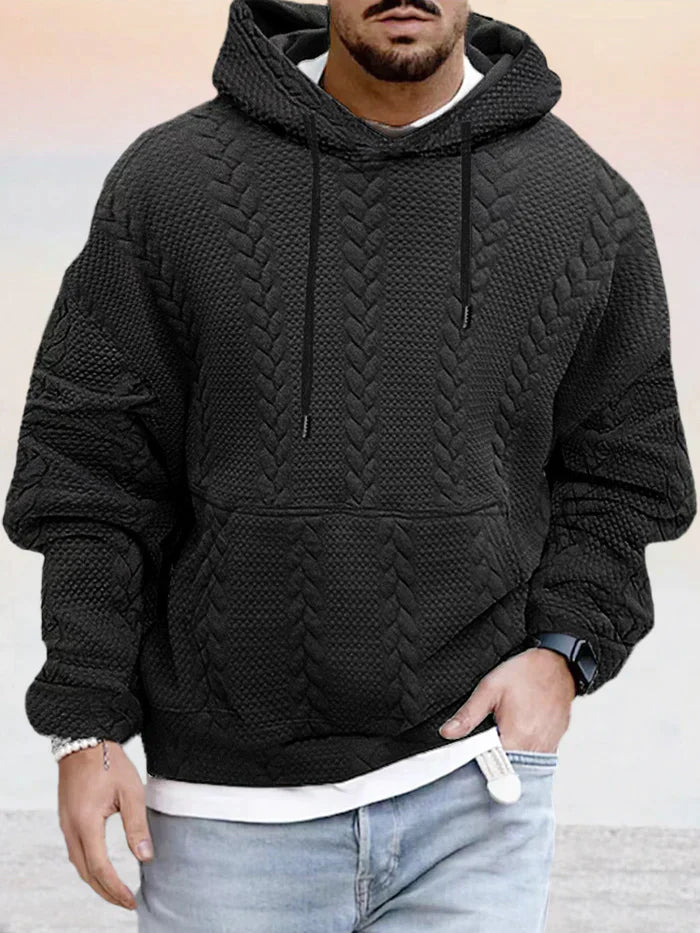 Street-wave Textured Wide-Cut Hoodie Unisex Cozy Urban Comfort for Daily Streetwear
