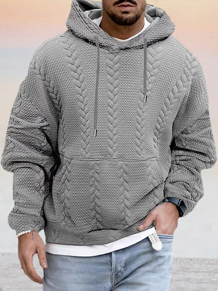 Street-wave Textured Wide-Cut Hoodie Unisex Cozy Urban Comfort for Daily Streetwear