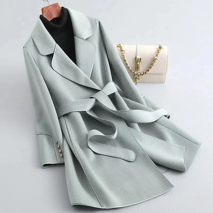 Street-Wave Water-Repellent Wool Rain Coat For Urban Professionals Mid-Length Warm And Stylish