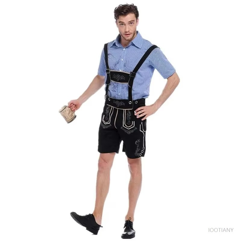 Street-Wave Traditional Bavarian Lederhosen Costume for Men with Suspenders Oktoberfest Outfit