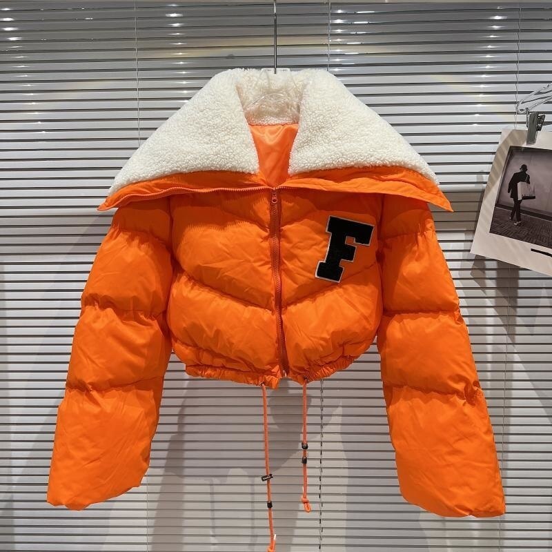 Street-wave Cropped Puffer Parka For Women Lightweight Warmth With Drawstring Waist Soft Quilted Coat