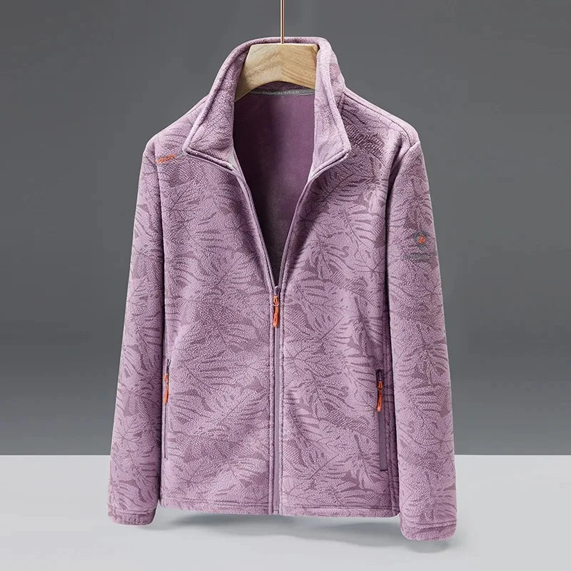 Nordisk-Flair Men's Fleece Jacket With High Collar Standard Fit Zip Pockets Textured Pattern