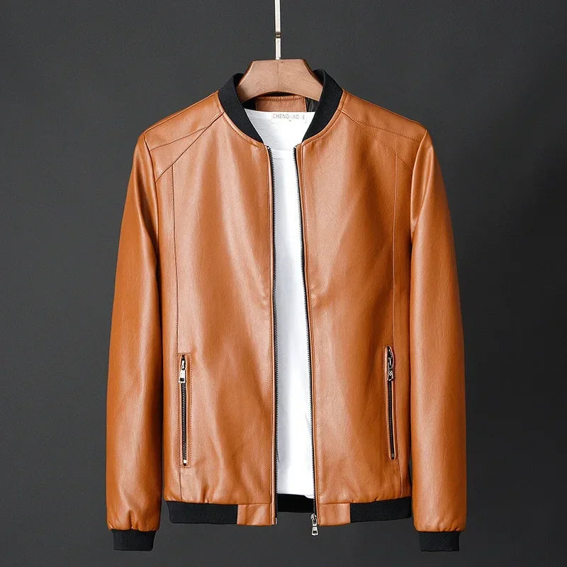 Street-Wave Leather Bomber Jacket For Men Premium Urban Style With Modern Silhouette