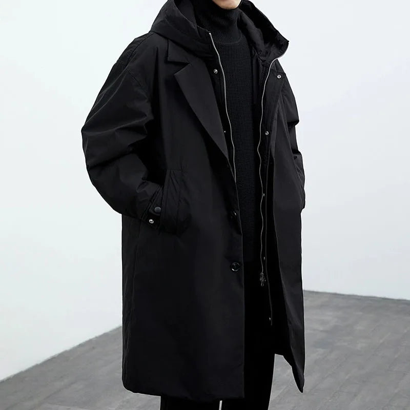 Street-wave Long Mens Coat Elegant Warm Overcoat For Winter Wardrobe With Classic Comfort And Modern Fit