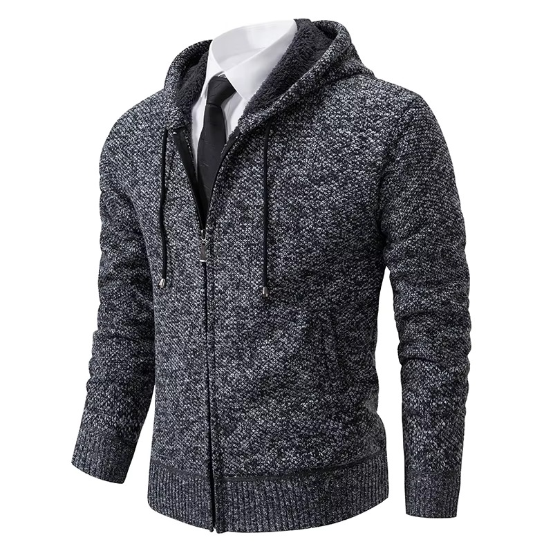 Men's Fleece Lined Stand Collar Zip Cardigan Warm Casual Jacket For Fall And Winter