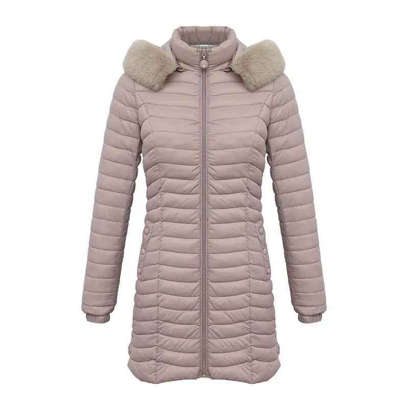 Street Wave Slim Fit Winter Puffer Jacket With Fur Hood For Women Stylish Warmth