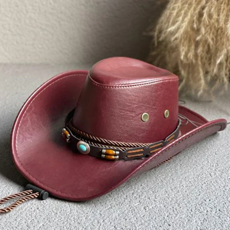 Women's Vintage Cowboy Hat with Classic Style and Wide Brim