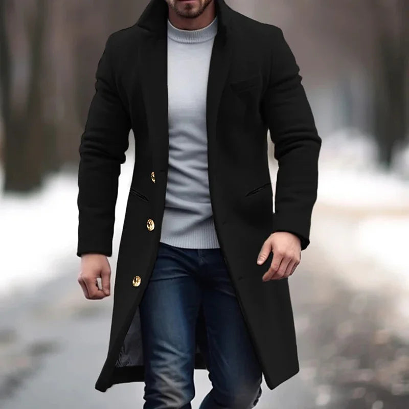 Street Wave William Tailored Men Full Length Winter Coat Light Gray