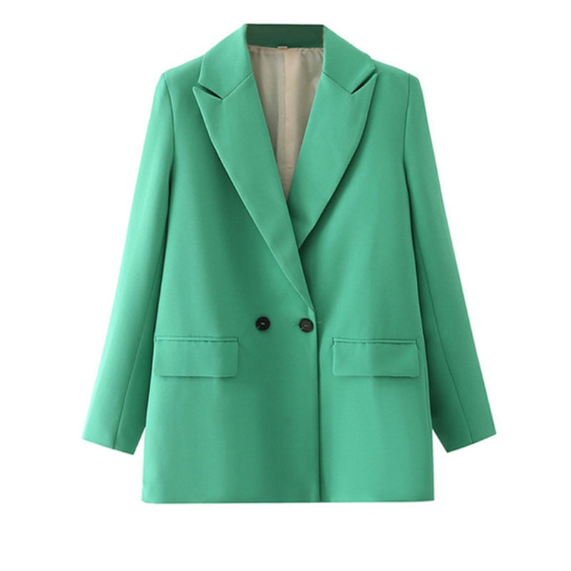 Street-Wave Vintage Blazer For Women Blue Tailored Fit With Bold Color Statement And Versatility
