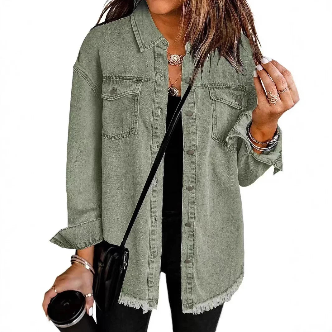 Street Wave Sophia Denim Shirt Jacket Unisex Layering