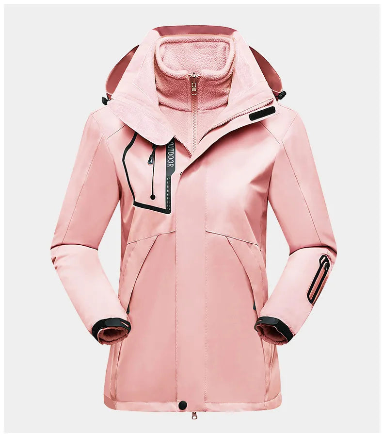 Street-Wave 3-In-1 Outdoor Jacket for Women with Fleece Inner Layer and Windproof Waterproof All-Weather Shell