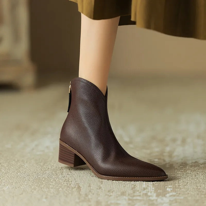 Street-wave Block Heel Ankle Boots For Women Elegant Comfort And Versatile Style