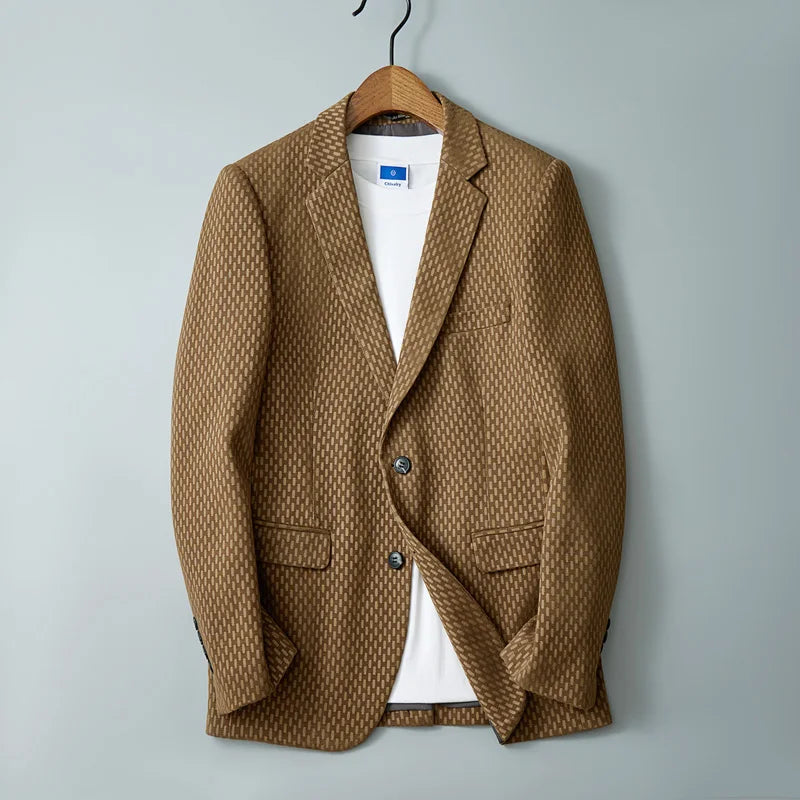 Street-wave Usher Stretch Blazer for Modern Men Lightweight Jacquard Smart Casual