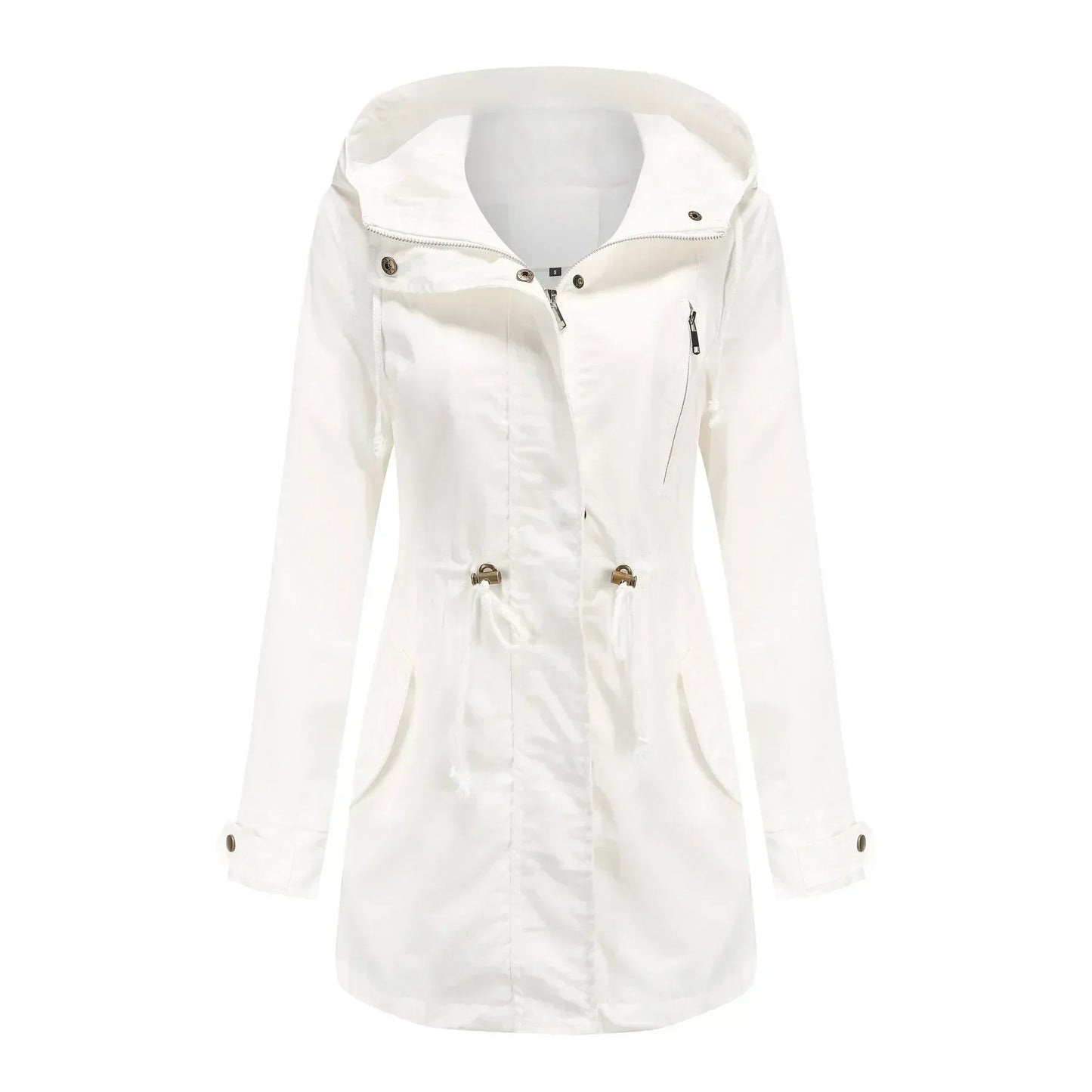 Street Wave Womens Casual Parka Coat With Drawstring Waist Front Zip Pockets All Season Comfort And Effortless Style