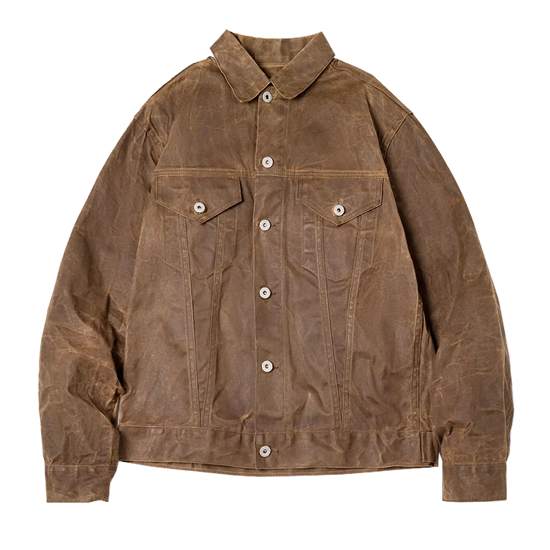 Morrison Waxed Canvas Jacket By Street-Wave Heavyweight Oil Waxed Finish Waterproof Protection Tailored Fit All Season Outerwear