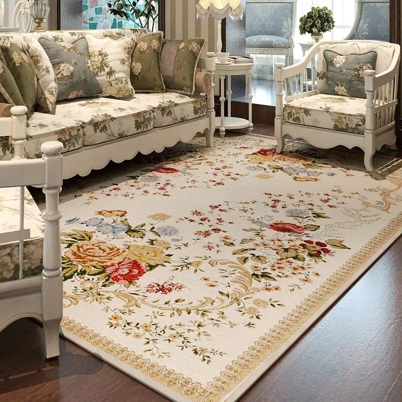 Retro Floral Area Rug Machine Washable Non Slip for Bedroom Decor Eprolo