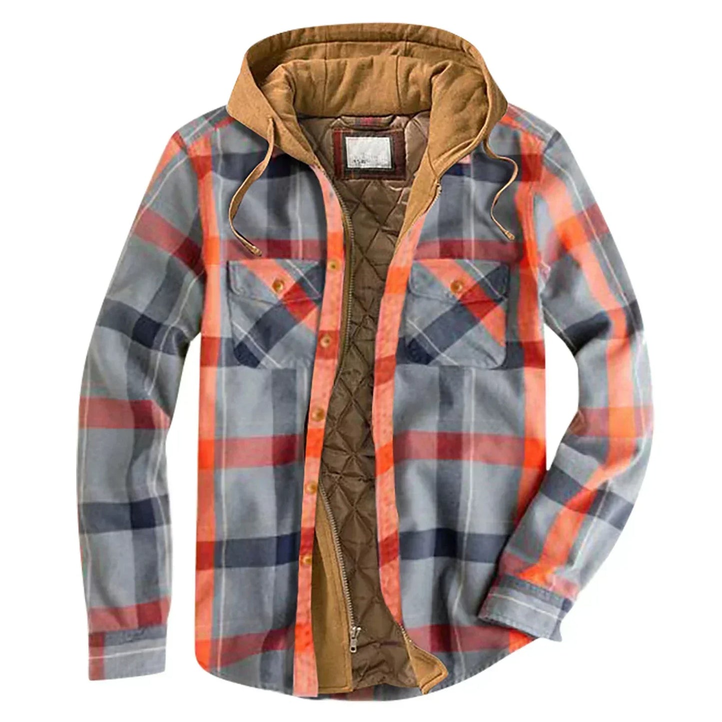 Street-wave Patchwork Hoodie Jacket For Men With Quilted Lining And Multi Pocket Design