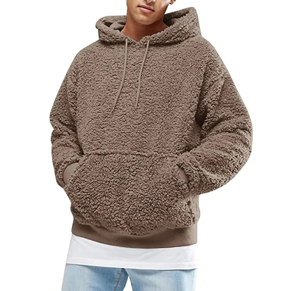Streetwave Sherpa Hoodie With Soft Fleece Cozy Warmth Versatile Everyday Mens Outerwear