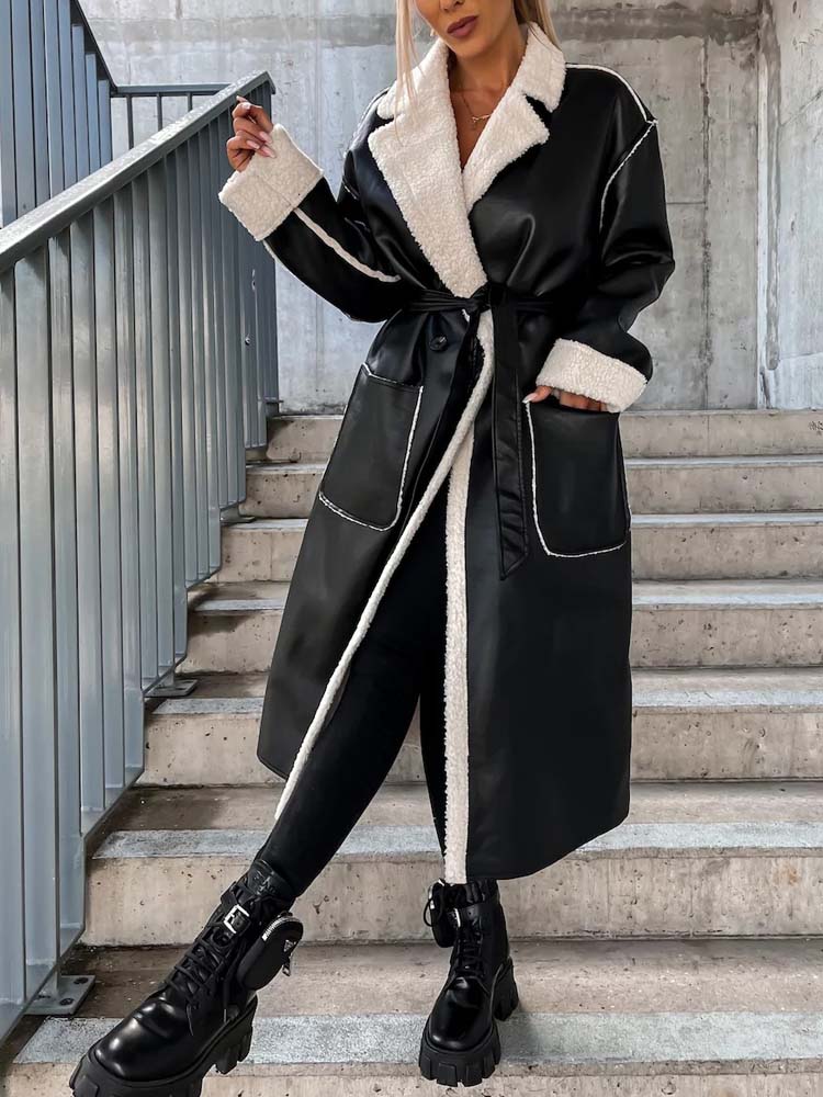 Street-Wave Womens Long Shearling Coat Elegant Versatile Outerwear for Stylish Women