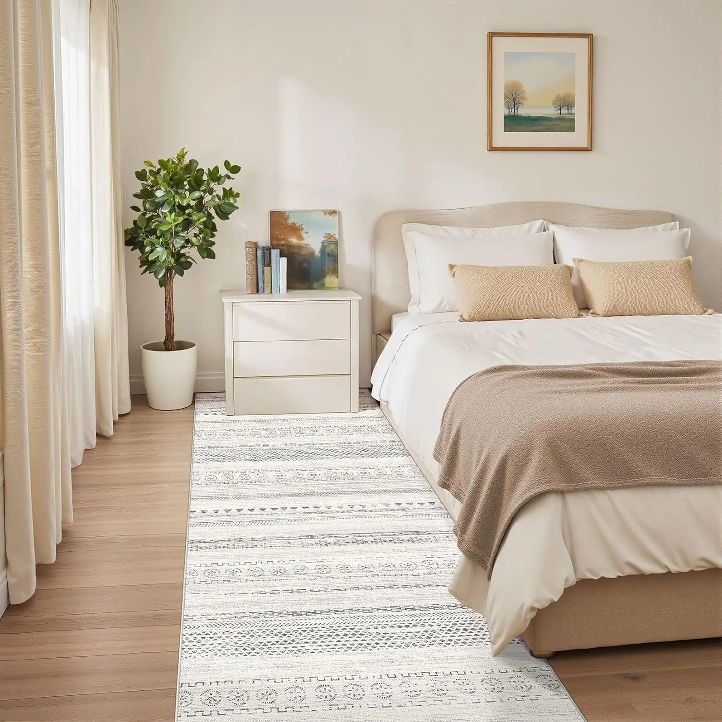 Eprolo Washable Boho Farmhouse Moroccan Geometric Indoor Carpet For Bedrooms