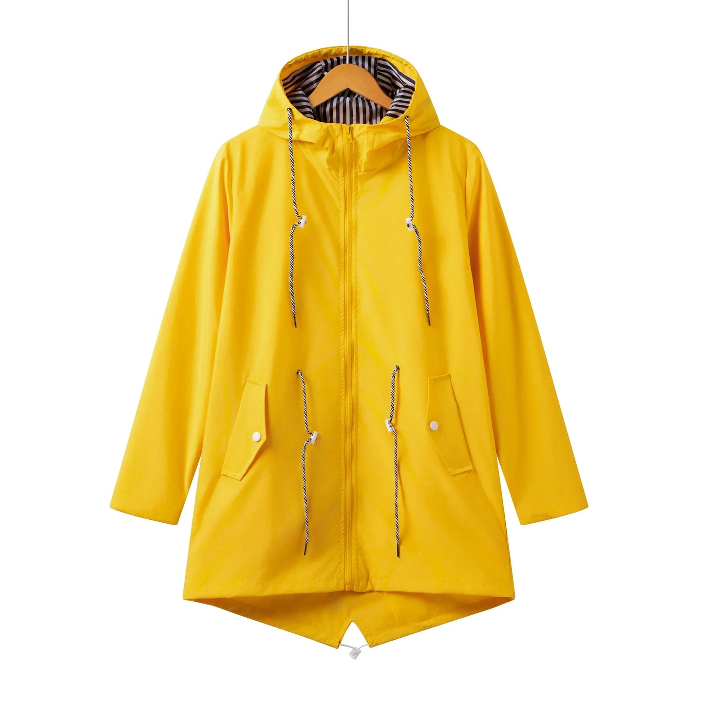 Street-Wave Women Waterproof Hooded Trench Coat With Zip Front And Pockets All Weather Casual