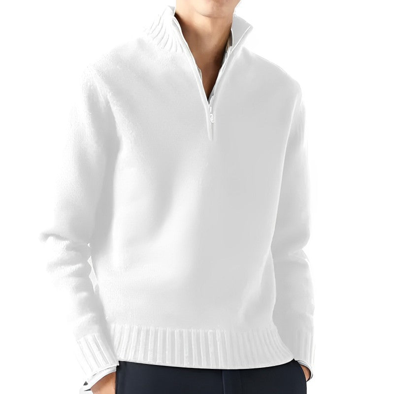 Street-Wave Men's Half Zip Knit Pullover With Stand Collar For Cozy All Day Warmth